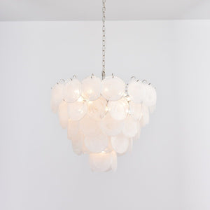 White Glass Disc Chandelier