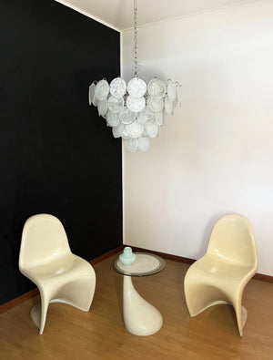 White Glass Disc Chandelier