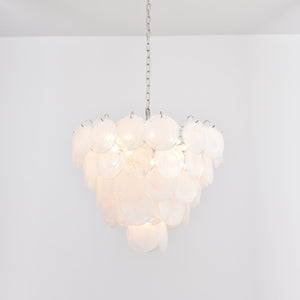 White Glass Disc Chandelier