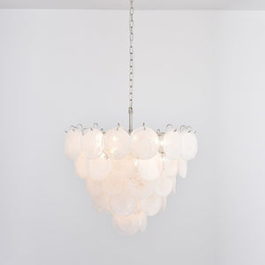 White Glass Disc Chandelier