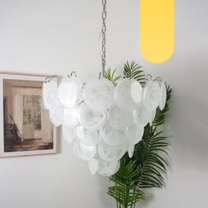White Glass Disc Chandelier