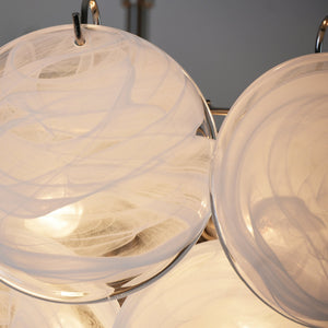 White Glass Disc Chandelier