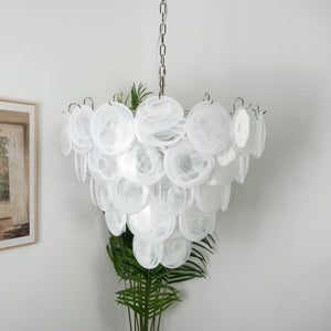 White Glass Disc Chandelier