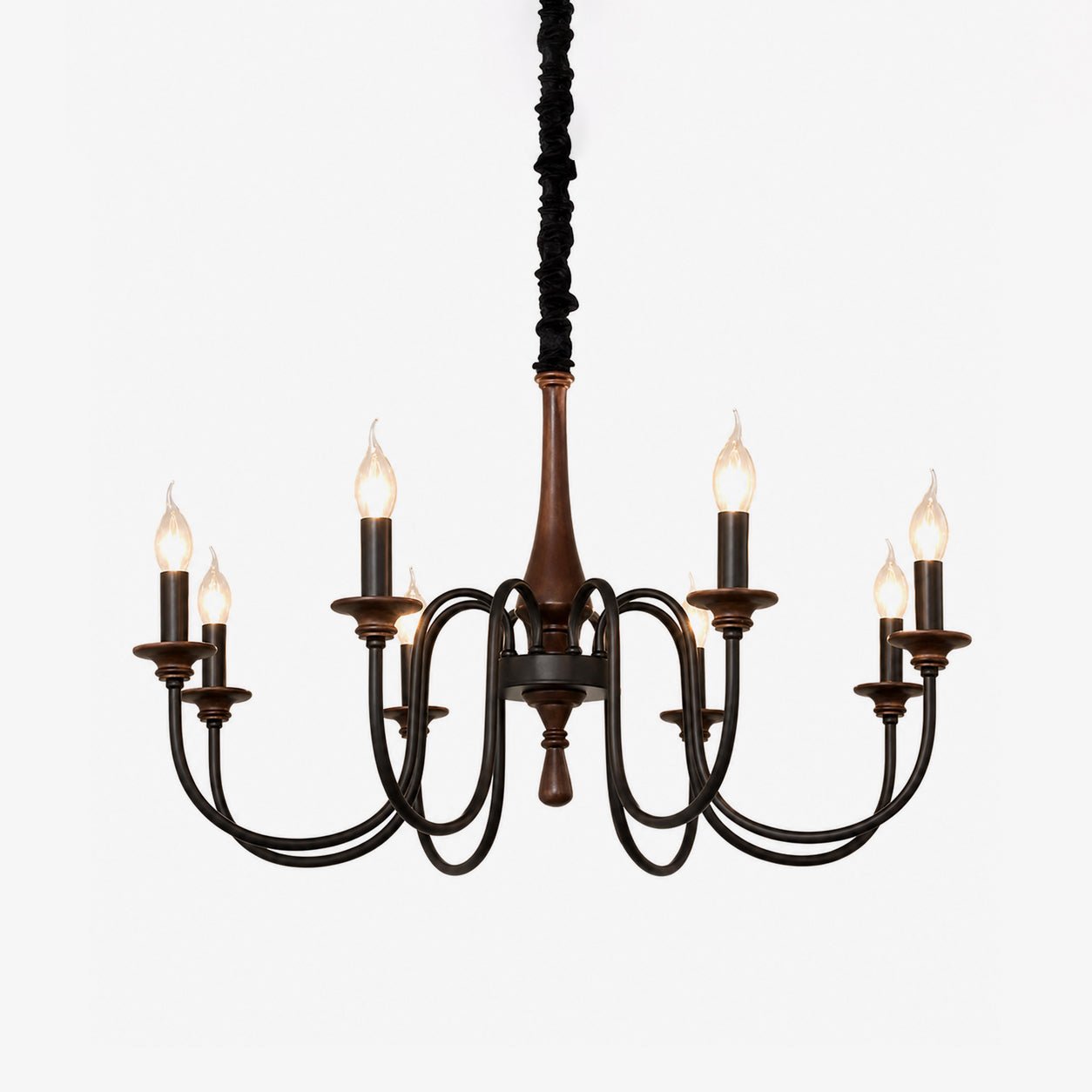 Wood Iron Candle Chandelier