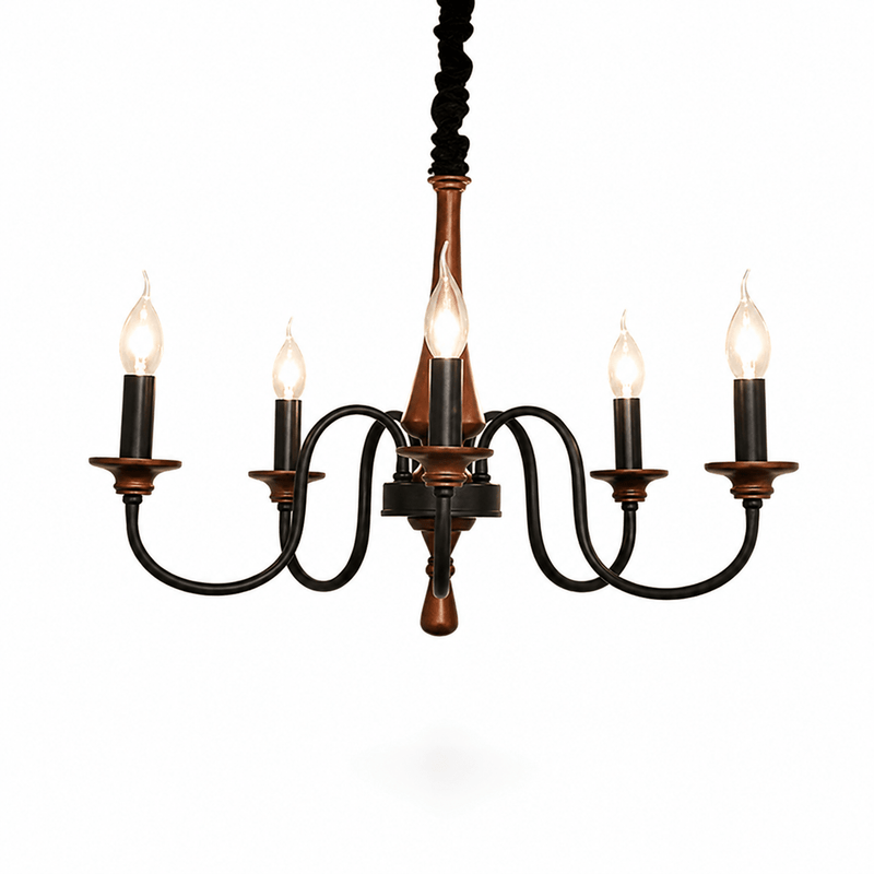 Wood Iron Candle Chandelier – detail 13