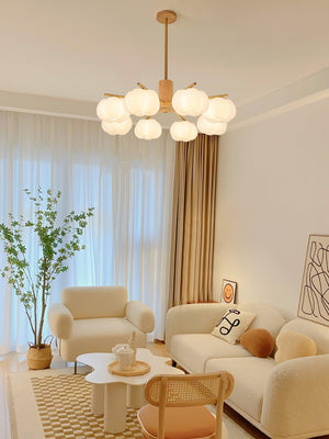 Wooden Cotton Balls Chandelier