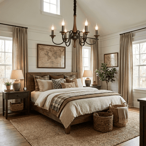 Wood Iron Candle Chandelier