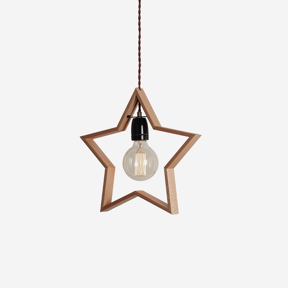 Wood Star Pendant Lamp 14.1″- 13.3″