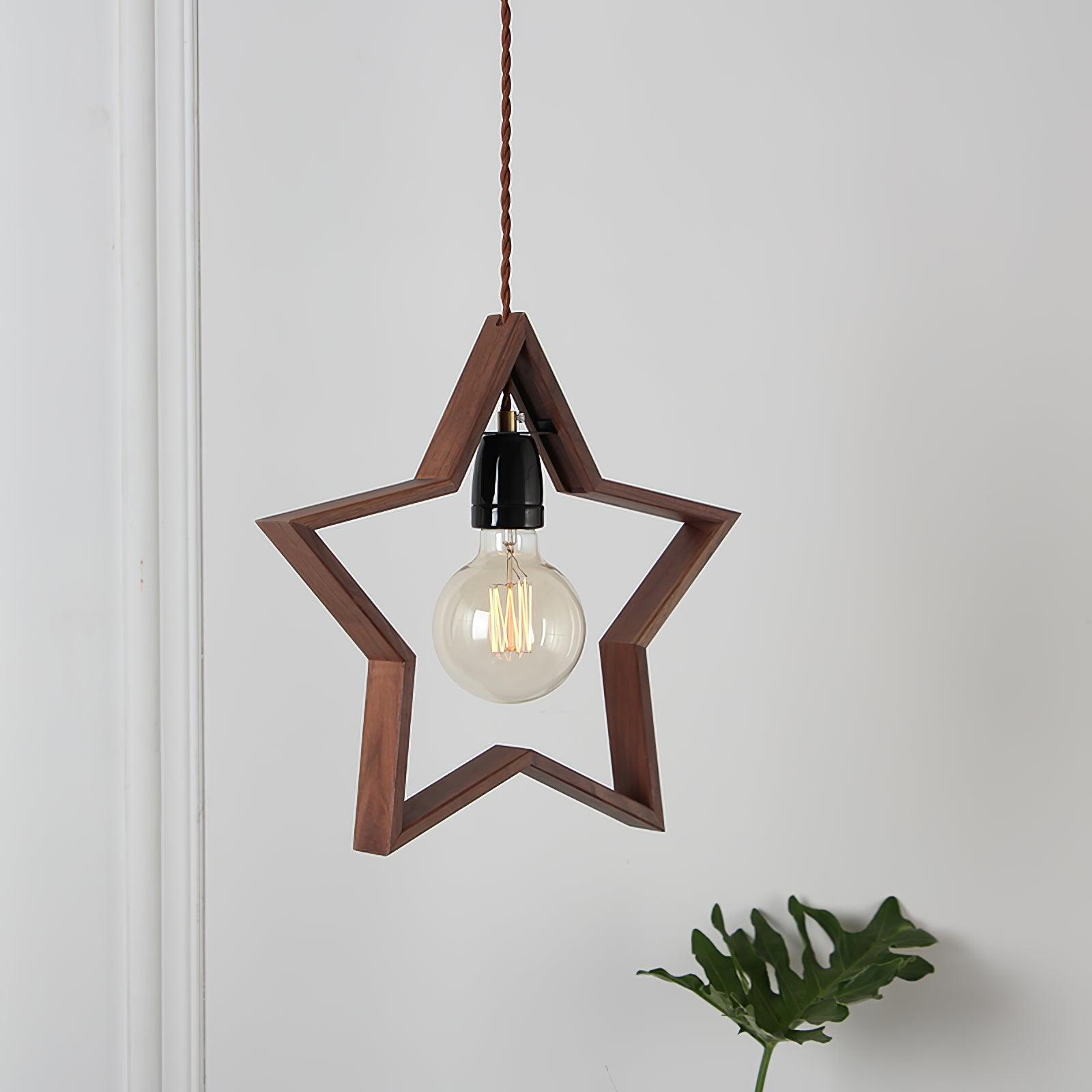 Wood Star Pendant Lamp 14.1″- 13.3″ - Docos
