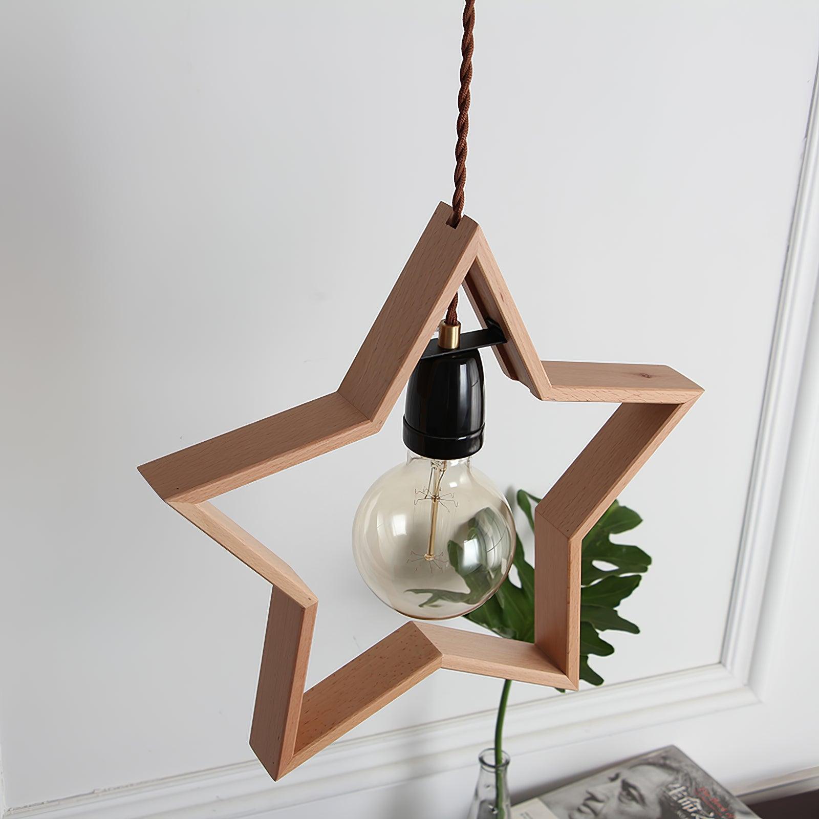 Wood Star Pendant Lamp 14.1″- 13.3″ - Docos