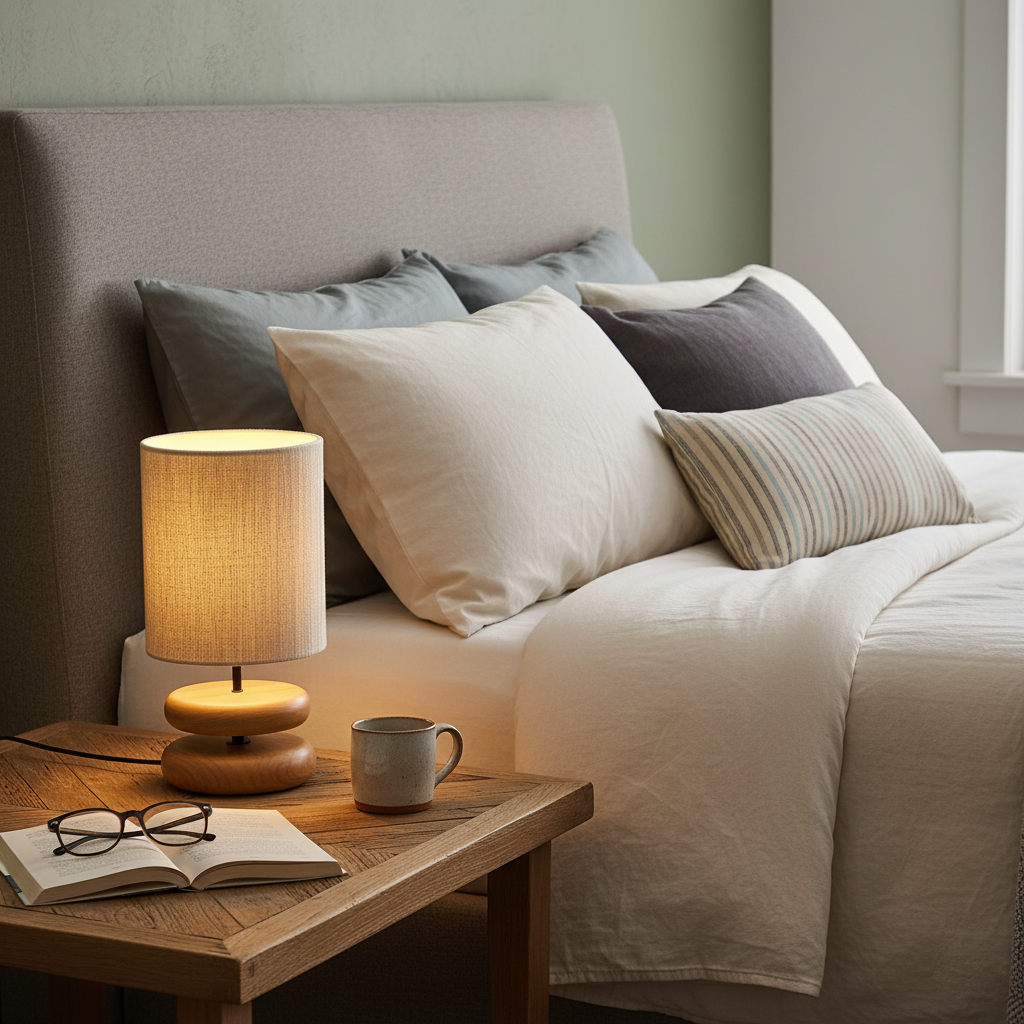 Wooden Modern Bedroom Table Lamp
