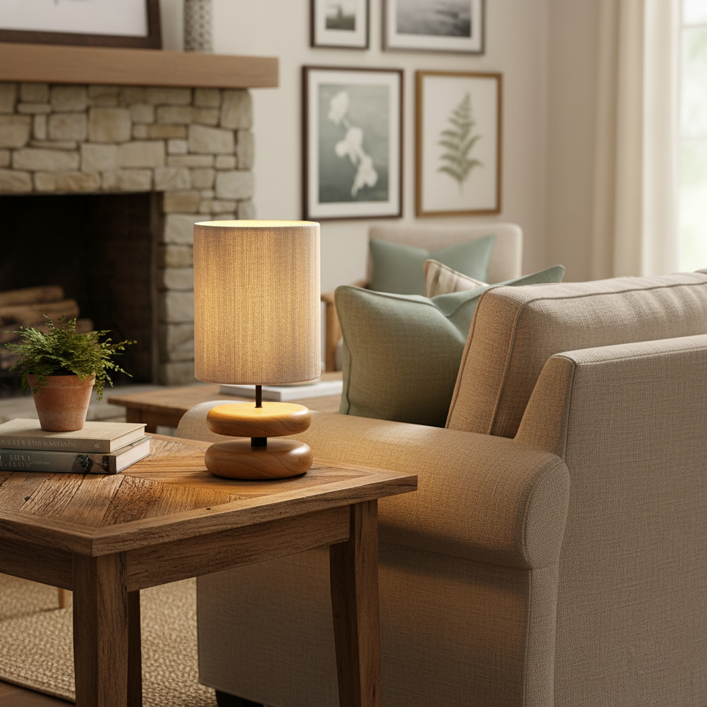 Wooden Modern Bedroom Table Lamp