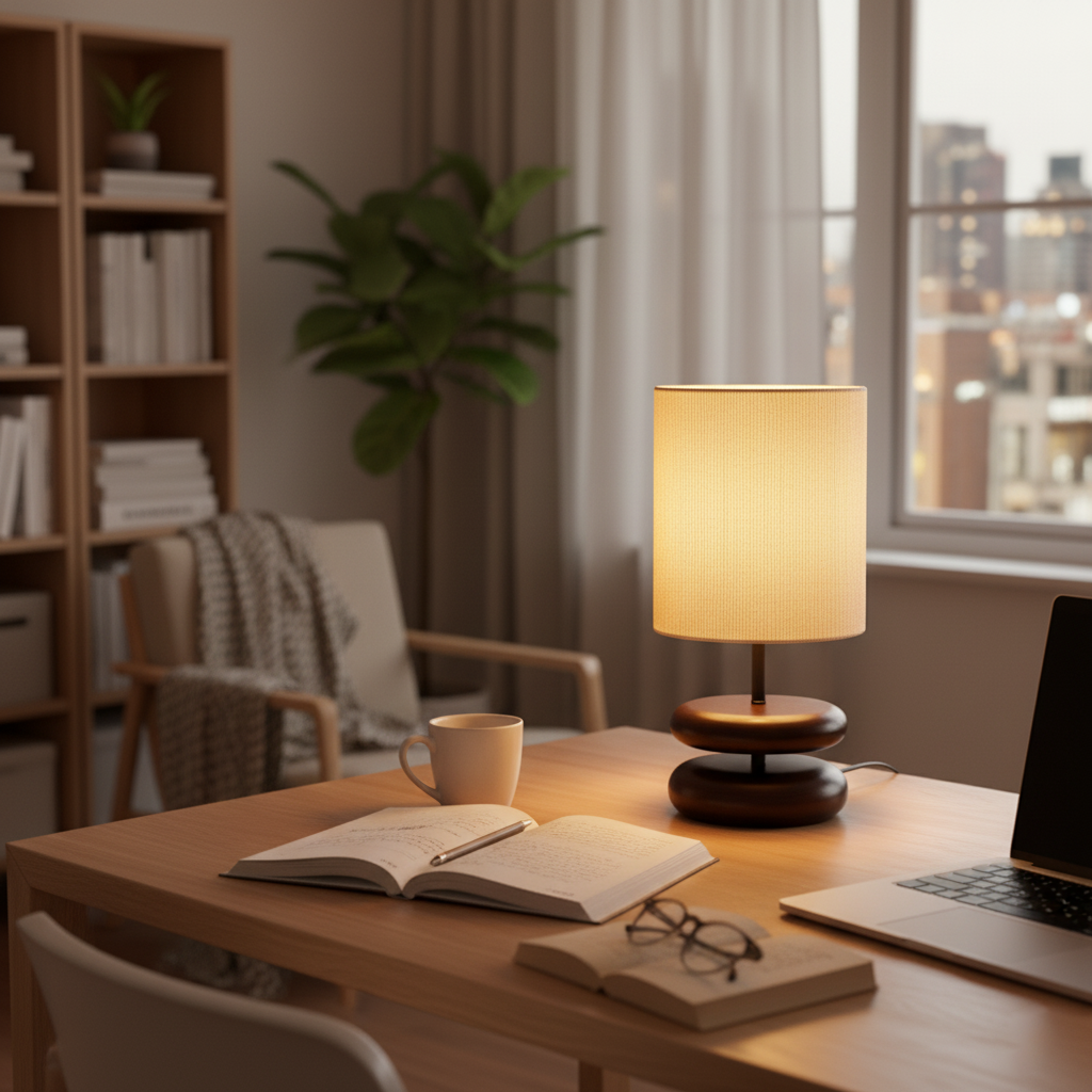 Wooden Modern Bedroom Table Lamp