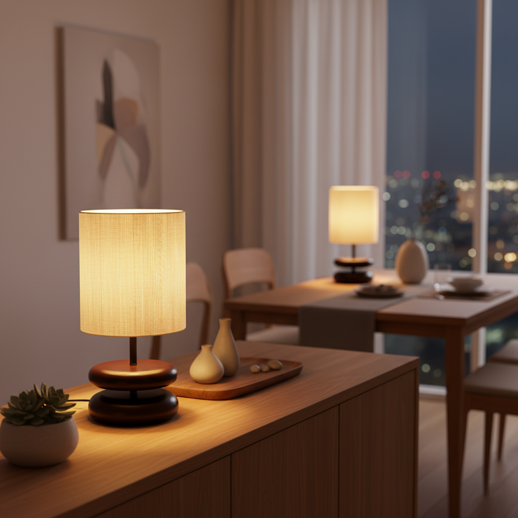 Wooden Modern Bedroom Table Lamp