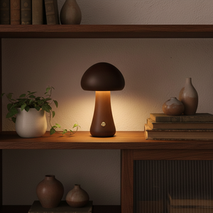 Wooden Mushroom Table Lamp