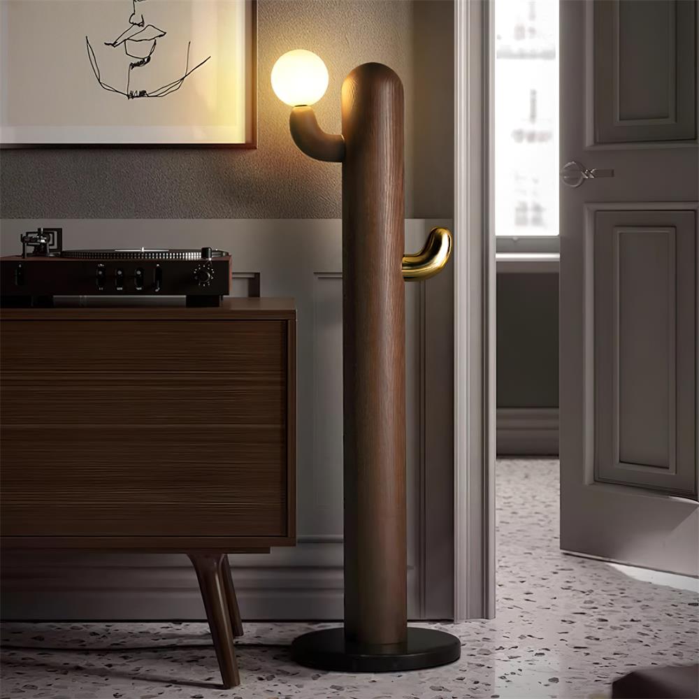 Kaktus-Stehlampe aus Holz