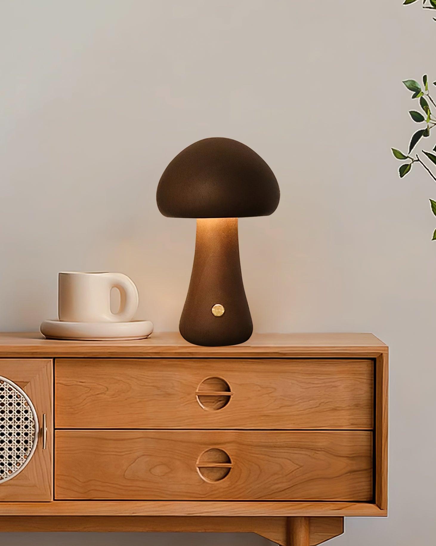 Wooden Mushroom Table Lamp 3.9″- 6.5″ - Docos