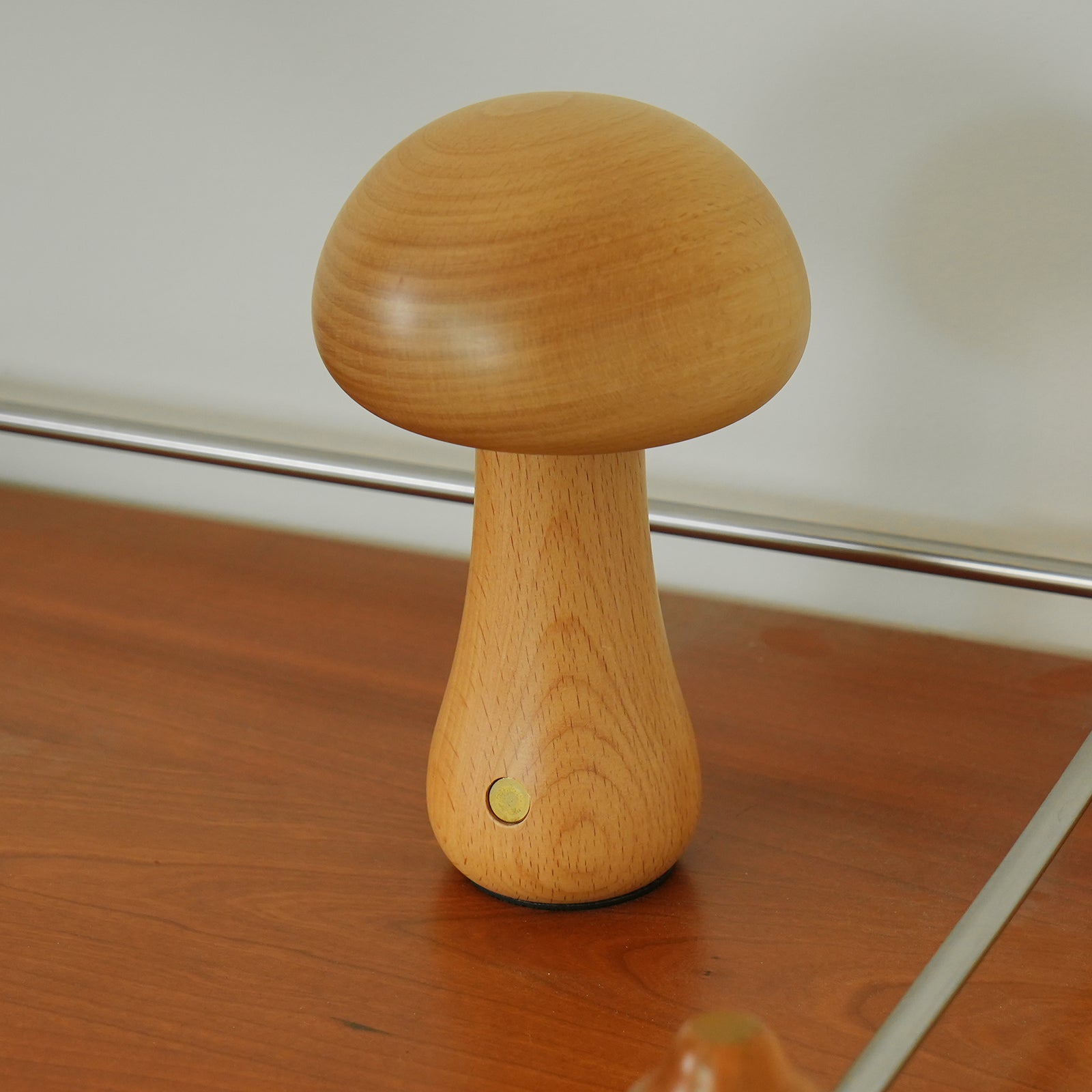 مصباح طاولة خشبي على شكل فطر 3.9"- 6.5"