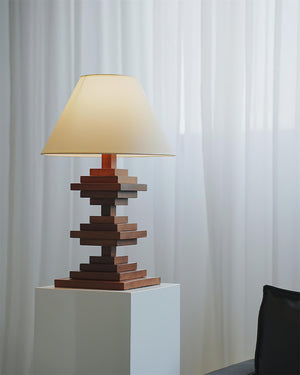 Wooden Tower Table Lamp