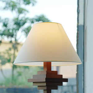 Wooden Tower Table Lamp