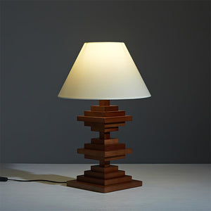 Wooden Tower Table Lamp