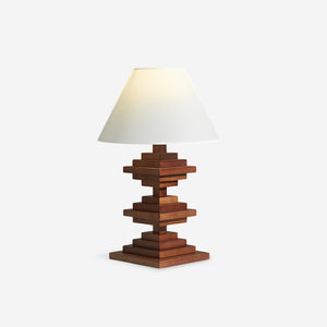 Wooden Tower Table Lamp