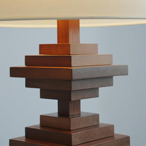 Wooden Tower Table Lamp