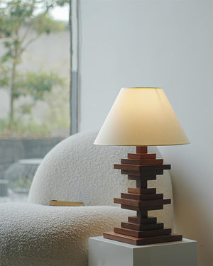 Wooden Tower Table Lamp