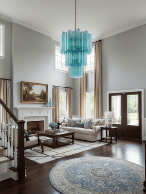 Yellow Glass Tube Chandelier
