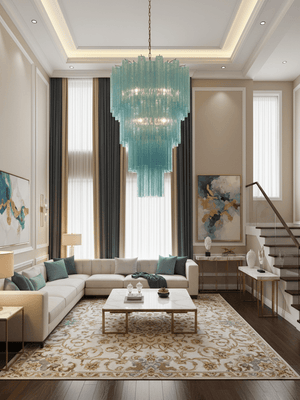 Yellow Glass Tube Chandelier