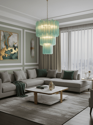 Yellow Glass Tube Chandelier