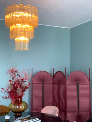Yellow Glass Tube Chandelier