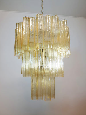 Yellow Glass Tube Chandelier