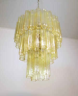 Yellow Glass Tube Chandelier