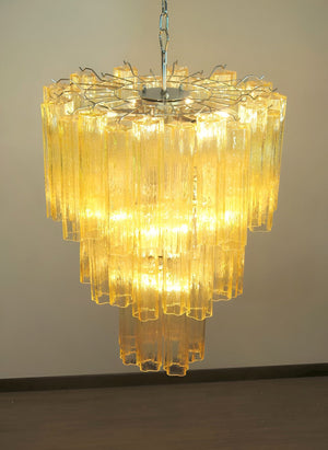 Yellow Glass Tube Chandelier