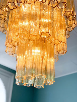 Yellow Glass Tube Chandelier
