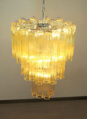 Yellow Glass Tube Chandelier
