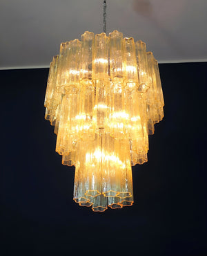Yellow Glass Tube Chandelier