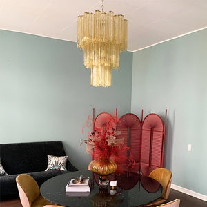 Yellow Glass Tube Chandelier