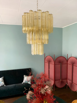 Yellow Glass Tube Chandelier