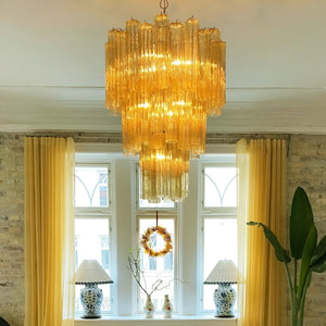 Yellow Glass Tube Chandelier