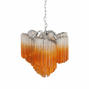 Glass Pink Prism Chandelier