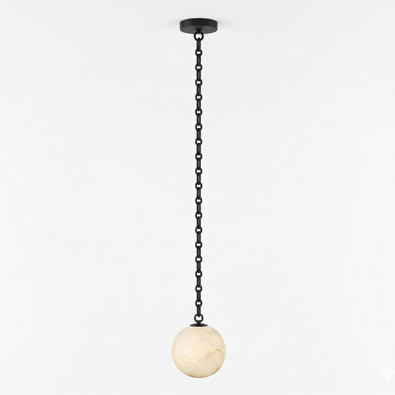 Industrial Alabaster Orb Chain Chandelier – detail 15
