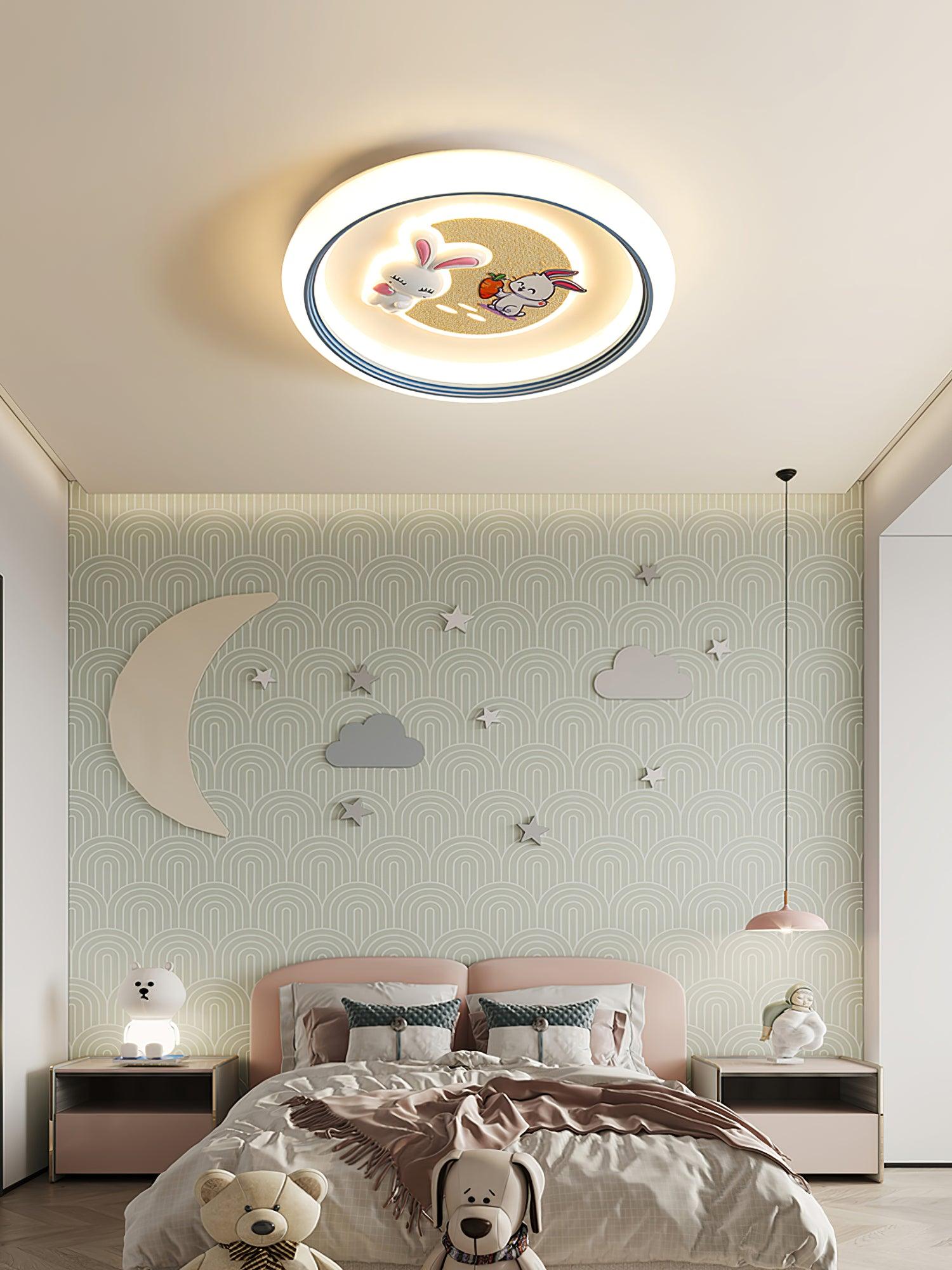 Round Bunny Ceiling Lamp 19.7″