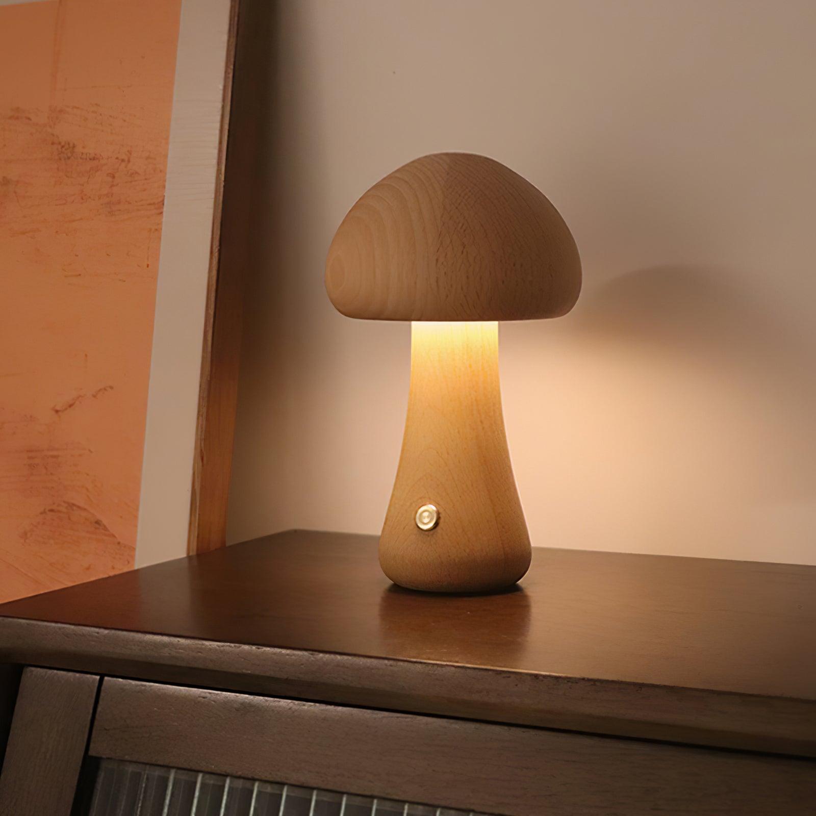 Wooden Mushroom Table Lamp 3.9″- 6.5″ - Docos